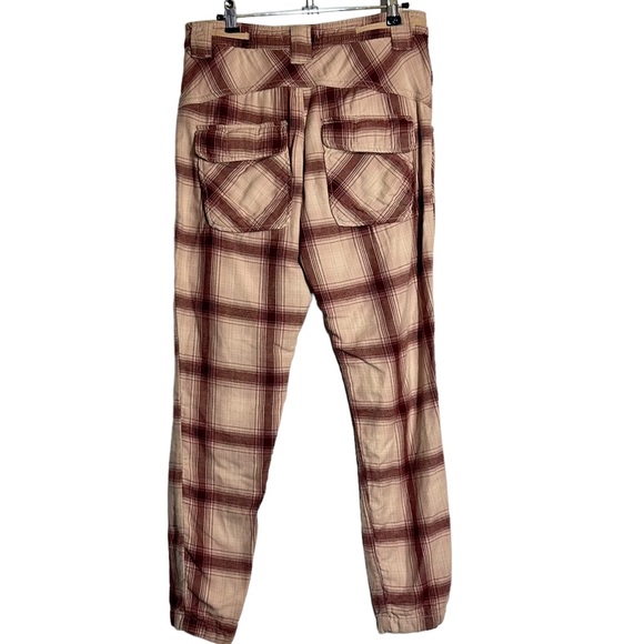Free People Maroon Plaid Button Fly Utility Cargo Pants Sz 2 - Picture 3 of 11